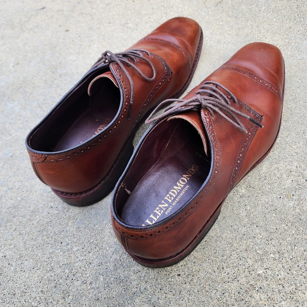 ALLEN EDMONDS CLARKSTON - Mens 12 D - Brown Derby Brogue USA Dress Shoes Preppy